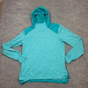 Asics Sweater Womens Medium Blue Pull Over Hooded Long Sleeve Athletic Jacket